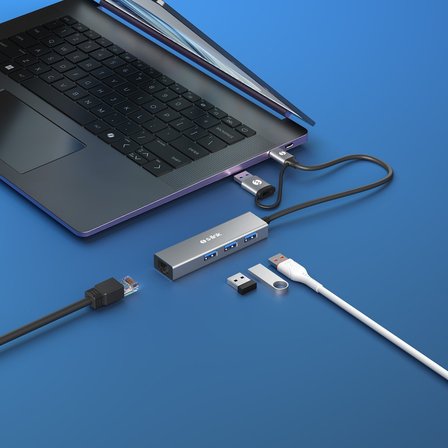 S-link SW-U332 Type-C - USB3.0 1000Mbps 3 Port Usb Gigabit Ethernet Adaptör