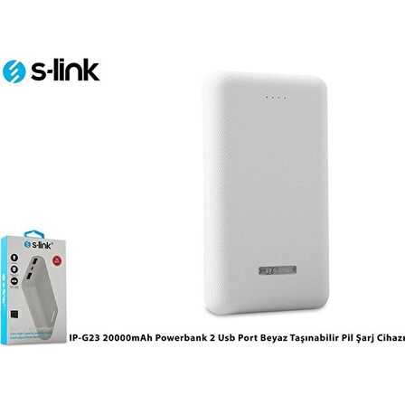 S-Link IP-G23 20000mAh 2 Port Powerbank Beyaz