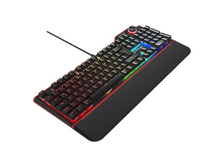 RAMPAGE Hydra R6 Full Color RGB LED Gaming Pro Red Switch Q Aluminyum Kaplama Multimedia Mekanik Klavye Siyah