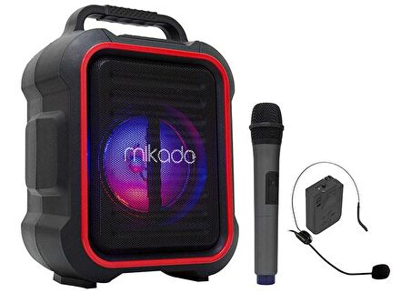 Mikado MD-116BT 15W 2 Adet Kablosuz EL+Baş-Ense Mikrofonlu USB/SD Bluetoothlu Toplantı Anfisi