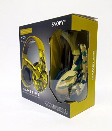 Snopy SN-8800 Kamuflas Desenli Bilgisayar ve Telefon uyumlu Kulak Üstü Mikrofonlu Kulaklık 3,5mm 