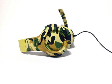 Snopy SN-8800 Kamuflas Desenli Bilgisayar ve Telefon uyumlu Kulak Üstü Mikrofonlu Kulaklık 3,5mm 