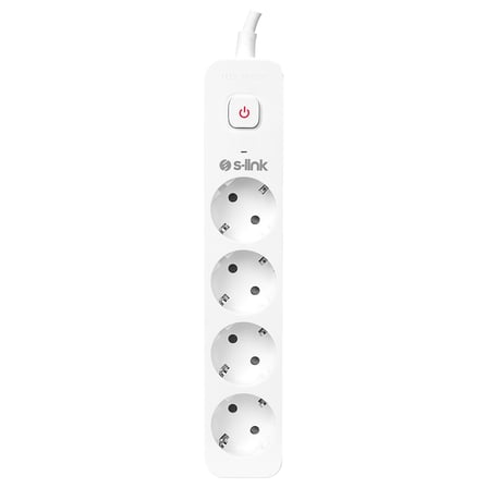S-link SPG401S 1.5m 1.5mm Bakir 750 Joule 4 lü Anahtarli Akim Korumali Priz
