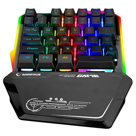 Rampage KB-R24 X-MINI RGB Zemin Aydınlatmalı Metal Taban Gövdeli Mini Gaming Oyuncu Klavyesi