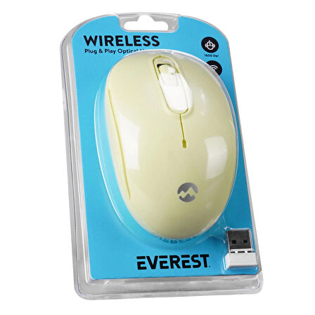 Everest SMW-666 Usb Sarı 2.4Ghz Optik Wireless Mouse