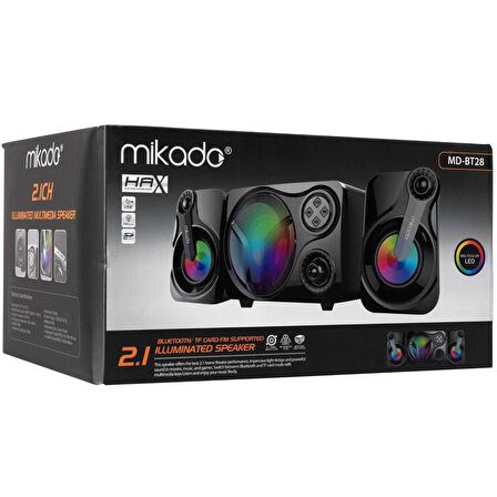 Mikado MD-BT28 Kablosuz Subwooferlı Taşınabilir Işıklı 2+1 Speaker 