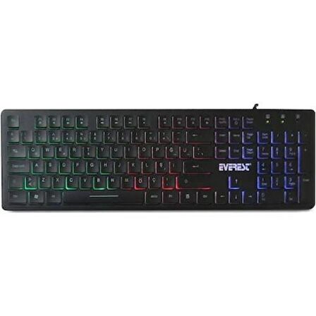 EVEREST KB-120 Sleek Q Türkçe USB Gökkuşağı Aydınlatmalı Siyah Gaming Klavye