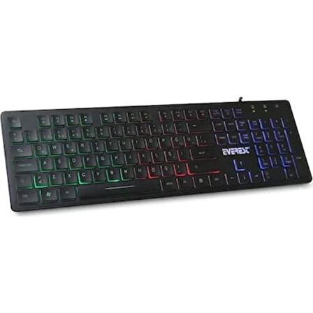 EVEREST KB-120 Sleek Q Türkçe USB Gökkuşağı Aydınlatmalı Siyah Gaming Klavye