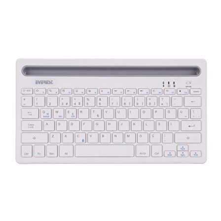 Everest KB-BT82 Beyaz/Gümüş Bluetooth Ultra İnce+Şarjlı Q Mac/Win/Android/Ios Uyumlu Kablosuz klavye