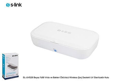 S-link SL-UVS28 Beyaz  yüzde 99 Virüs ve Bakteri Öldürücü Wireless Şarj Destekli UV Sterilizatör Kutu