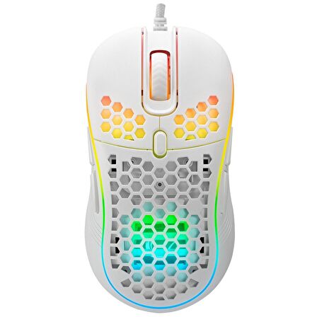 Rampage SMX-R85 GENTLE 12800 dpi Beyaz RGB Ledli Süper Hafif Makrolu Gaming Oyuncu Mouse