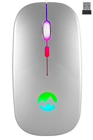 Everest Smw-710 Usb 2.4ghz Gümüş Ledli 800/1200/1600dpi Şarjlı Kablosuz Mouse