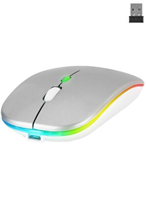 Everest Smw-710 Usb 2.4ghz Gümüş Ledli 800/1200/1600dpi Şarjlı Kablosuz Mouse