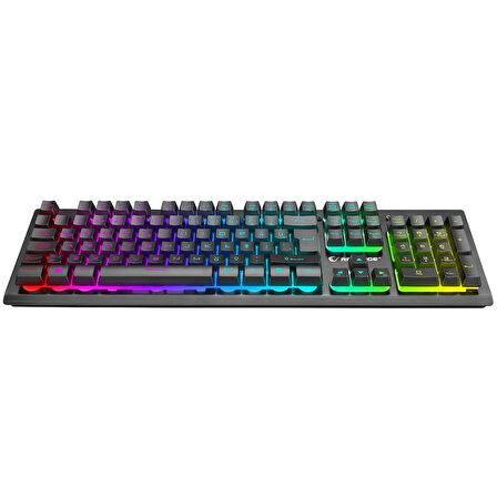 MIRACLE K2 Siyah USB RGB Aydınlatmalı Türkçe Q Klavye Membrane Standart Gaming Oyuncu Klavyesi