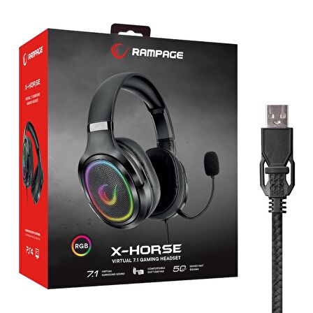 Rampage RMX-G7 SNIPER Siyah USB RGB Gaming Mikrofonlu Kulaklık