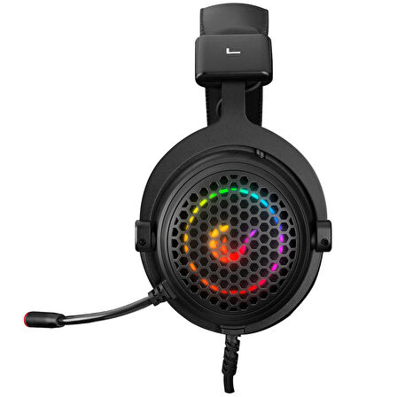 RAMPAGE MAJESTY Siyah RGB Led 7.1 Surround Sound System Gaming Mikrofonlu Oyuncu Kulaklığı