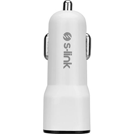 S-Link SL-EC30T Type-C Kablolu 3.4A 2 USB Beyaz Araç Şarj Cihazı