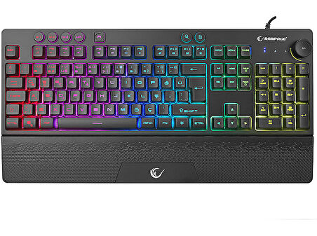 RAMPAGE KB-GX65 Simula USB RGB Aydınlatmalı 4 Makro Tuşlu Bilek Destekli Gaming Oyuncu Klavyesi Siyah