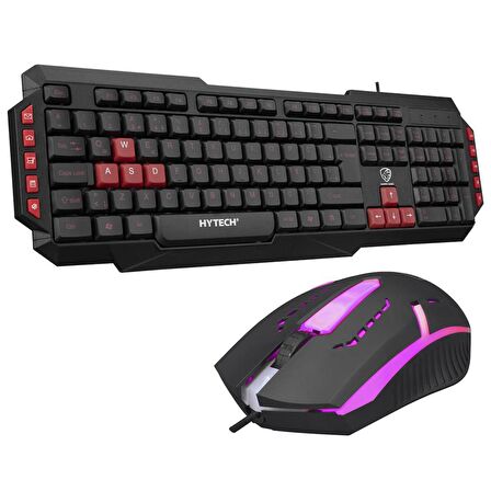 Hytech HYK-46 GAMY COMBO Siyah USB Kırmızı Tuşlu Q Gaming Oyuncu Klavye + Mouse Set