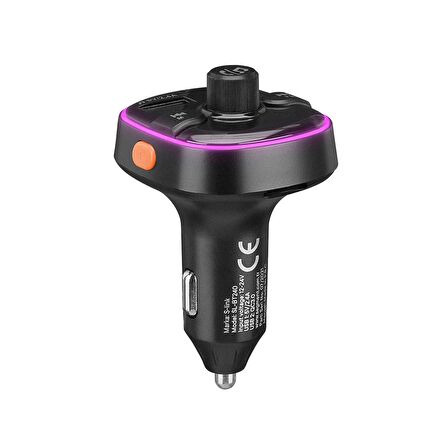 S-link SL-BT240 RGB Bluetooth V5.0 Led Ekran Tf Kartlı Çift USB Qualcomm QC3.0 Hızlı Şarjlı Fm Transitter