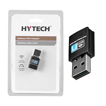 Hytech HY-300N 2.4GHz 300Mbps(2T2R) 2dBi Dahili Antenli Usb Kablosuz Mini Adaptör