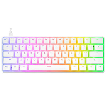 Rampage KB-R135 PARVUS Beyaz Type-C Bağlantılı RGB Puding Tuşlu Red Switch US Gaming Oyuncu Klavye