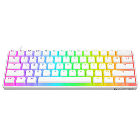 Rampage KB-R135 PARVUS Beyaz Type-C Bağlantılı RGB Puding Tuşlu Red Switch US Gaming Oyuncu Klavye