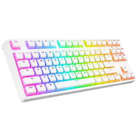 Rampage KB-R136 GHOST Beyaz Type-C Bağlantılı RGB Puding Tuşlu Red Switch US Gaming Oyuncu Klavye