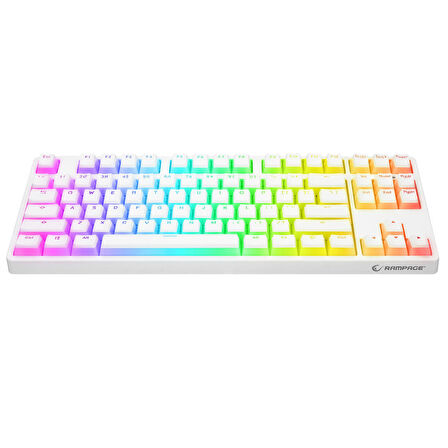 Rampage KB-R136 GHOST Beyaz Type-C Bağlantılı RGB Puding Tuşlu Red Switch US Gaming Oyuncu Klavye