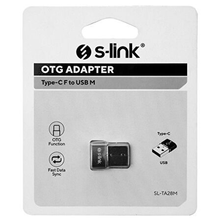S-Link SL-TA28M Otg Çevirici TYPE-C Dişi TO USB Erkek Metal Gövdeli