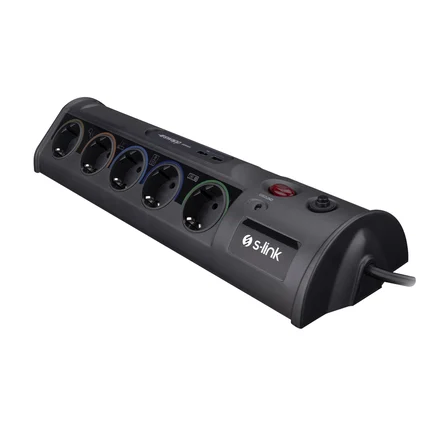 S-Link Spg3-J-5 1.5 Metre 306Joule 5 Li Akım Korumalı Priz Siyah