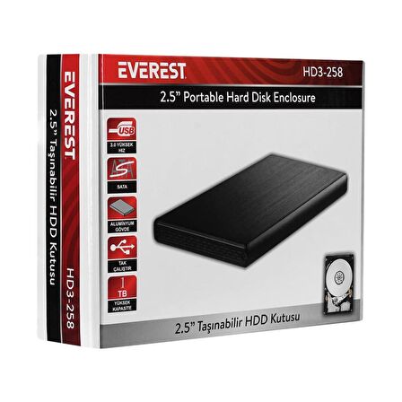 Everest HD3-258 2.5" Usb 3.0 SATA Harddisk Kutusu