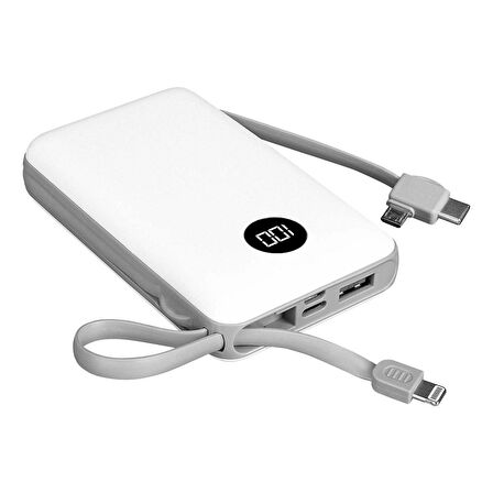 S-link P102 10000mAh LCD Şeffaf 10W Beyaz Taşınabilir Powerbank