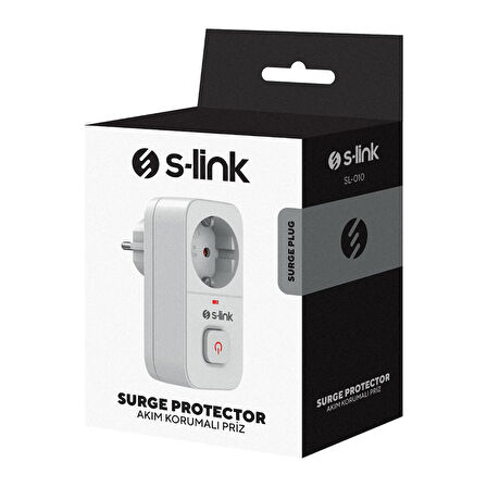 S-link SL-010 16A/250V 750 Joule Anahtarlı Isıya Duyarlı Devre ve Akım Korumalı Tekli Priz S-link