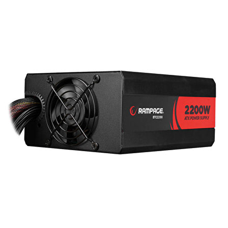 RAMPAGE 2200W BTC2200 16* PCIe VGA Soket 14cm+8cm 2* Fanlı Bitcoin Power Supply