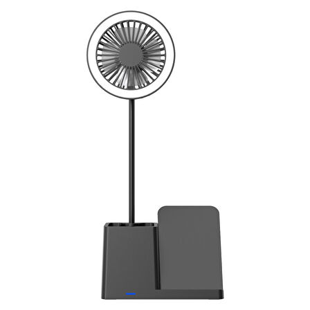 S-link SL-M9055 Siyah TypeC 10W Kablosuz Şarj Cihazı Fanlı Kalemlikli Masa Lambası