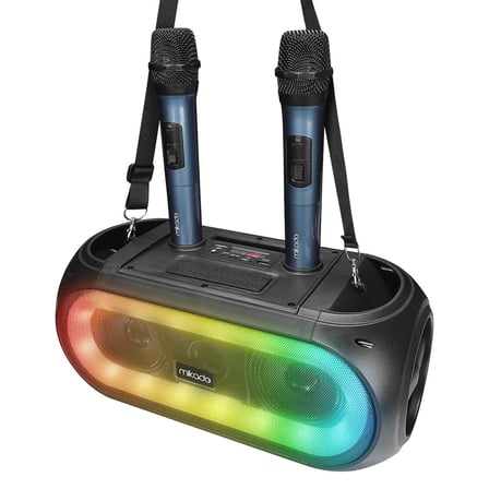 Mikado MD-30KP Rainbow Işıklı Kablosuz Çift Mikrofonlu BT TWS Kolay Taşınabilir Toplantı-Parti Hoparlör