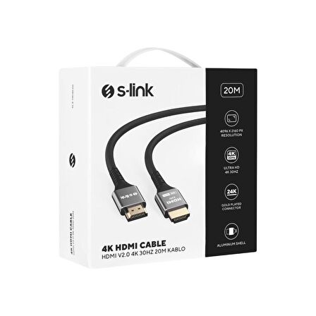 S-link SLX-HD4K20 19+1 HDMI to HDMI 20m Metal v2.0 4K (4096*2160) 30Hz Kablo