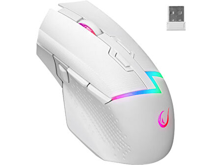 RAMPAGE Drop M3 Beyaz RGB Şarjlı Kablolu/Kablosuz 10000DPI 10D Kablosuz Gaming Mouse