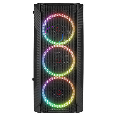 Rampage FUSION 650W 80+ BRONZE 4 Rainbow Fanlı Temperli Cam Panel ATX MID Tower Oyuncu Kasası