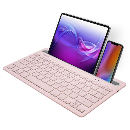 Everest KB-BT82 Pembe/Gri Bluetooth Ultra İnce+Şarjlı Q Mac/Win/Android/Ios Uyumlu Kablosuz klavye