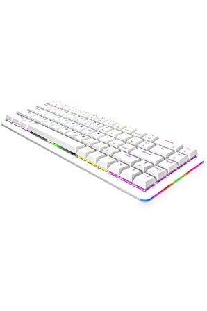 Rampage Rebel Beyaz Low Profile Blue Switch Us Layout Rainbow Mekanik Gaming Oyuncu Klavye