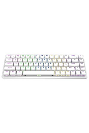 Rampage Rebel Beyaz Low Profile Red Switch Us Layout Rainbow Mekanik Gaming Oyuncu Klavye