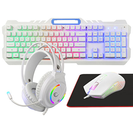 Rampage FİTMENT KM-GX7 Gökkuşağı Aydınlatmalı USB Gaming Combo Q Gaming Klavye + Mouse + Mousepad + Kulaklık