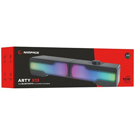 Rampage Arty X13 2.0 Bluetoothlu Rms 3W-2 RGB Işıklı Multimedia Usb 5V 45dB Gaming Oyuncu Speaker