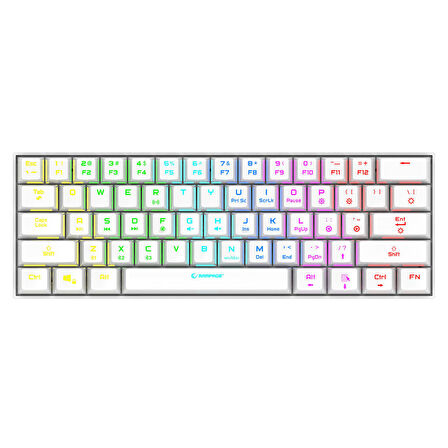 Rampage KB-RX63 B-ATOM Beyaz Bluetooth RGB Backlight Blue Switch Mekanik Q 63 Tuşlu Mini Gaming