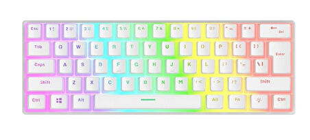 Rampage RADIANT K11 Beyaz Type-C Bağlantılı RGB Puding Keycaps US Layout Red Switch Gaming (Oyuncu) Klavye
