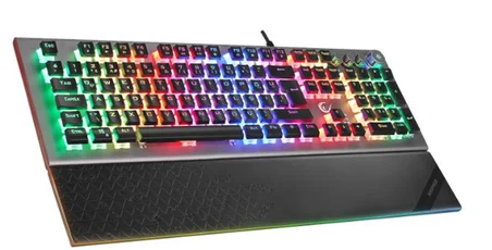 Rampage KB-R101 IMPRESSIVE Gri-Siyah USB RGB Aydınlatmalı İnce Tasarım Red Switch Oyuncu Klavyesi