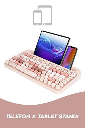 K-98 LATTE 2.4G+BT1+BT2 Mac Wın Ios Android Çoklu Cihaz Bağlantılı Kablosuz Bluetooth Klavye