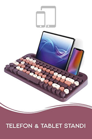 KB-99 MOCHA 2.4G+BT1+BT2 Çoklu Cihaz Bağlantılı Q Kablosuz klavye